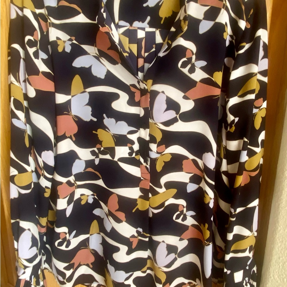 Ann Taylor Multicolor A-Line Skirt with Abstract Floral